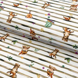 Pleteni Snoozy fabrics Indian zoo digital print II. razred