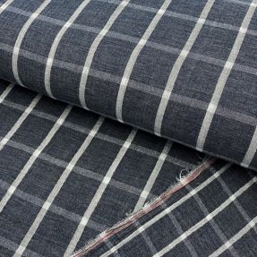 Dvojitá gázovina/mušelín Double sided Checks navy melange
