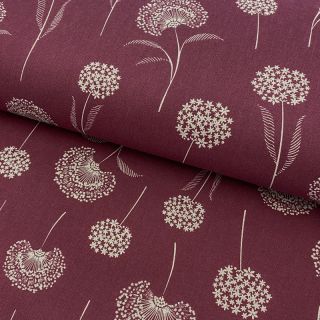Dekorativna tkanina Linenlook Elegant dandelion bordeaux