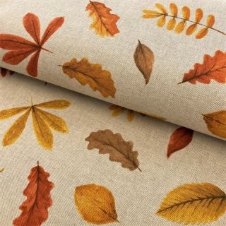 Dekorativno blago Linenlook Watercolor falling leaves