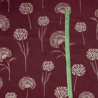 Dekorativna tkanina Linenlook Elegant dandelion bordeaux