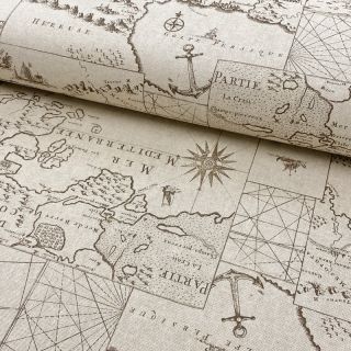 Dekorativna tkanina Linenlook Map mediterranean sea
