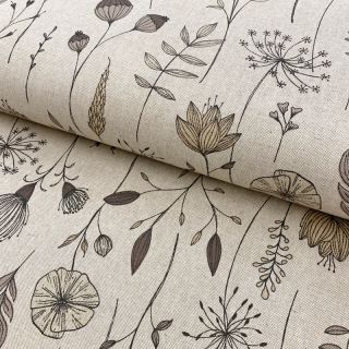 Dekorativna tkanina Linenlook Handdrawn flowers