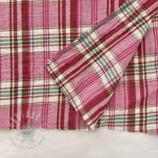 Dvojna gaza/muslin Double sided CHECKS pink