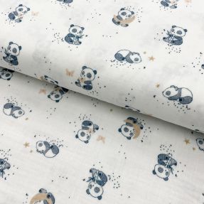 Dvojna gaza/muslin Panda white digital print