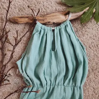 Dvojna gaza/muslin teal ORGANIC