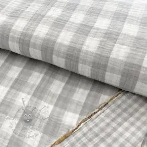 Dvojna gaza/muslin Double sided CHECKS MINI grey