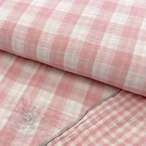 Dvojna gaza/muslin Double sided CHECKS MINI old rose
