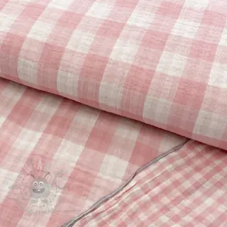 Dvojna gaza/muslin Double sided CHECKS MINI old rose
