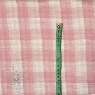 Dvojna gaza/muslin Double sided CHECKS MINI old rose