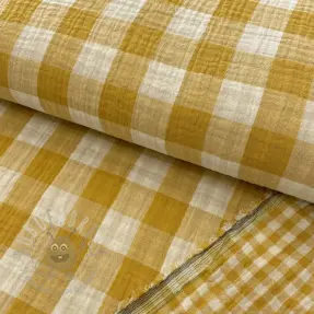 Dvojna gaza/muslin Double sided CHECKS MINI ochre