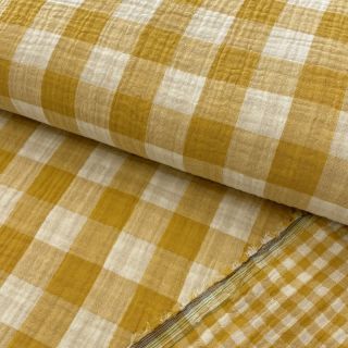 Dvojna gaza/muslin Double sided CHECKS MINI ochre