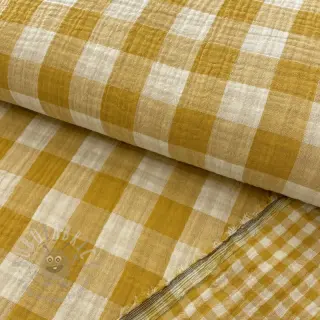 Dvojna gaza/muslin Double sided CHECKS MINI ochre