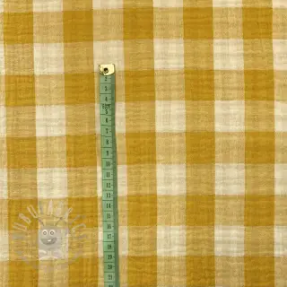 Dvojna gaza/muslin Double sided CHECKS MINI ochre