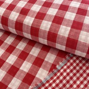 Dvojna gaza/muslin Double sided CHECKS MINI red