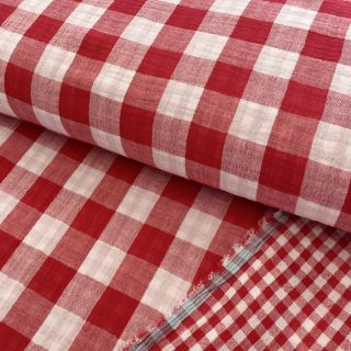 Dvojna gaza/muslin Double sided CHECKS MINI red
