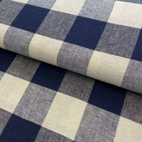 Viskóza s ľanom YARN DYED CHECK navy