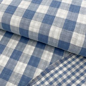 Dvojna gaza/muslin Double sided CHECKS MINI indigo