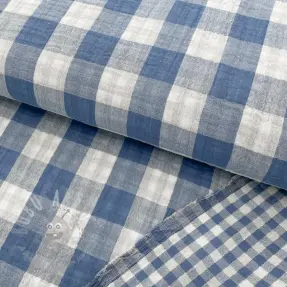 Dvojna gaza/muslin Double sided CHECKS MINI indigo