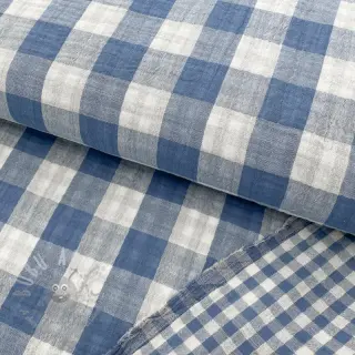 Dvojna gaza/muslin Double sided CHECKS MINI indigo