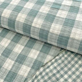 Dvojna gaza/muslin Double sided CHECKS MINI green