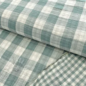 Dvojna gaza/muslin Double sided CHECKS MINI green