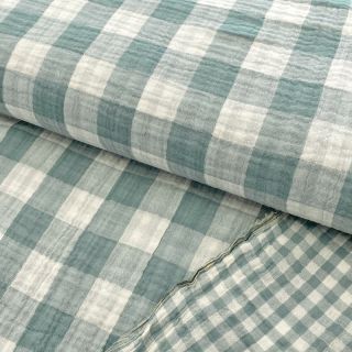 Dvojna gaza/muslin Double sided CHECKS MINI green