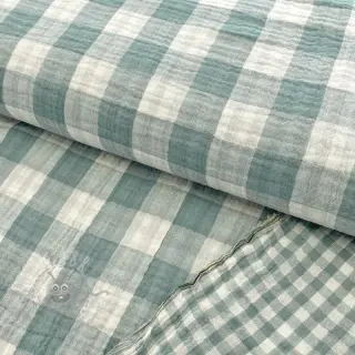 Dvojna gaza/muslin Double sided CHECKS MINI green