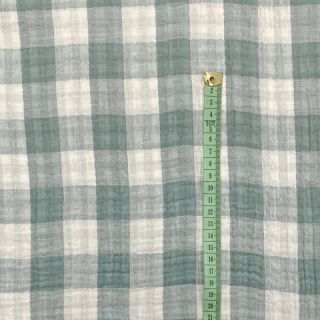 Dvojna gaza/muslin Double sided CHECKS MINI green