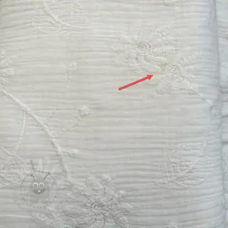 Dvojna gaza/muslin EMBROIDERED Leaf white 2. razred