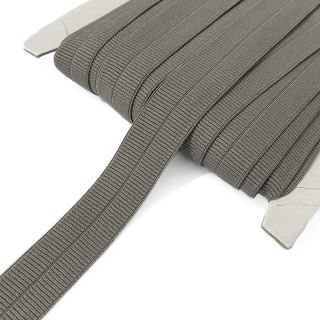 Obrobljena elastika mat 20 mm RIB dark taupe
