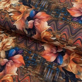 Pletenina Flower patch orange digital print