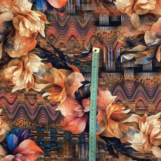 Pletenina Flower patch orange digital print