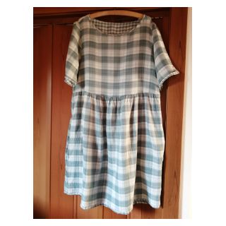 Dvojna gaza/muslin Double sided CHECKS MINI green