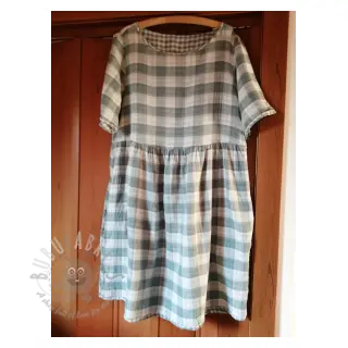 Dvojna gaza/muslin Double sided CHECKS MINI green