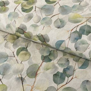 Dekorativna tkanina Linenlook Eucalyptus boho leaf digital print