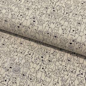 Dekorativno blago Linenlook Dog cartoon line