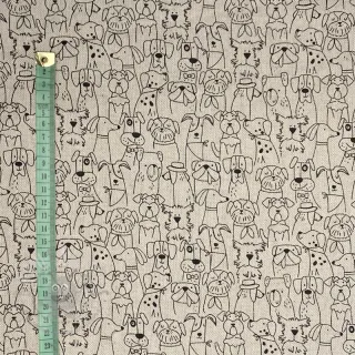 Dekorativno blago Linenlook Dog cartoon line