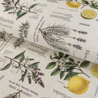 Dekorativno blago Linenlook Lavender citrus recipe digital print