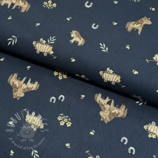 Bombažna tkanina Ponny navy digital print