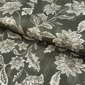 Dekorativna tkanina Sketch flowers army green digital print
