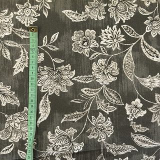 Dekorativna tkanina Sketch flowers army green digital print