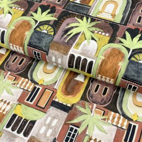 Dekorativna tkanina Tropical cottages brique digital print