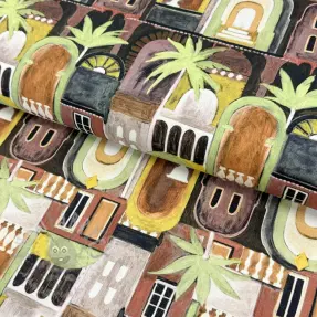 Dekorativno blago Tropical cottages brique digital print