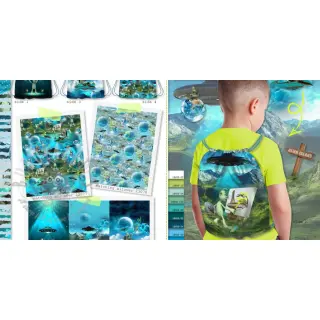 Dekorativno blago KIDS BACKPACK Alien my friend PANEL