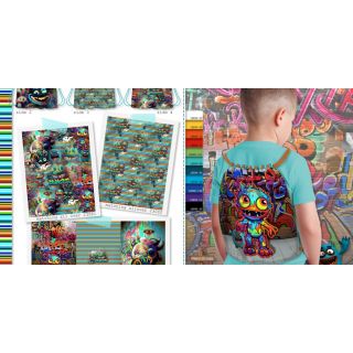 Dekorativna tkanina KIDS BACKPACK HipHop monster PANEL