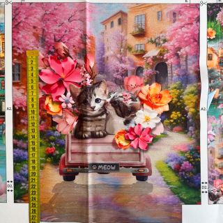 Dekorativna tkanina KIDS BACKPACK Cutie Kitty PANEL