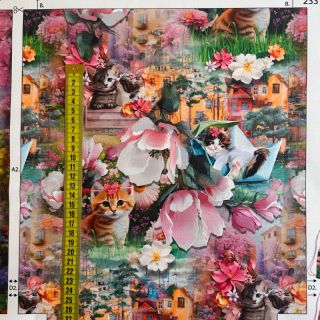 Dekorativna tkanina KIDS BACKPACK Cutie Kitty PANEL