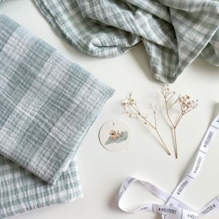 Dvojna gaza/muslin Double sided CHECKS MINI nile