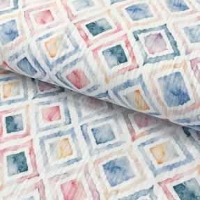 Dvojna gaza/muslin Geo watercolour blue digital print
